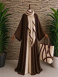 MOSS KREPTEN KAHVERENGİ ABAYA