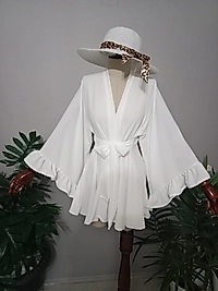 Kimono Beyaz Medine İpeğinden Özel Tasarım.