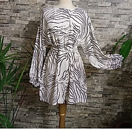 Pamuklu Viskon Kumaştan Desenli Tunik