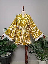 Pamuk Viskon Kumaştan Tasarım Kısa Kimono