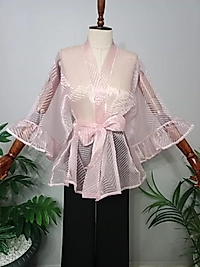 Kısa Kimono Organze Kumaştan Özel Tasarım.