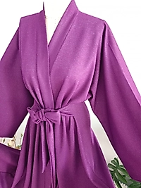 Abaya Hafif Parıltılı Çelik İnterlok Mor Kışlık Kumaştan.
